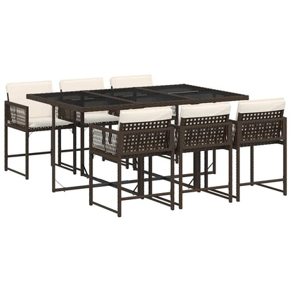 Set da Pranzo da Giardino 7pz con Cuscini in Polyrattan Marrone | homemem39