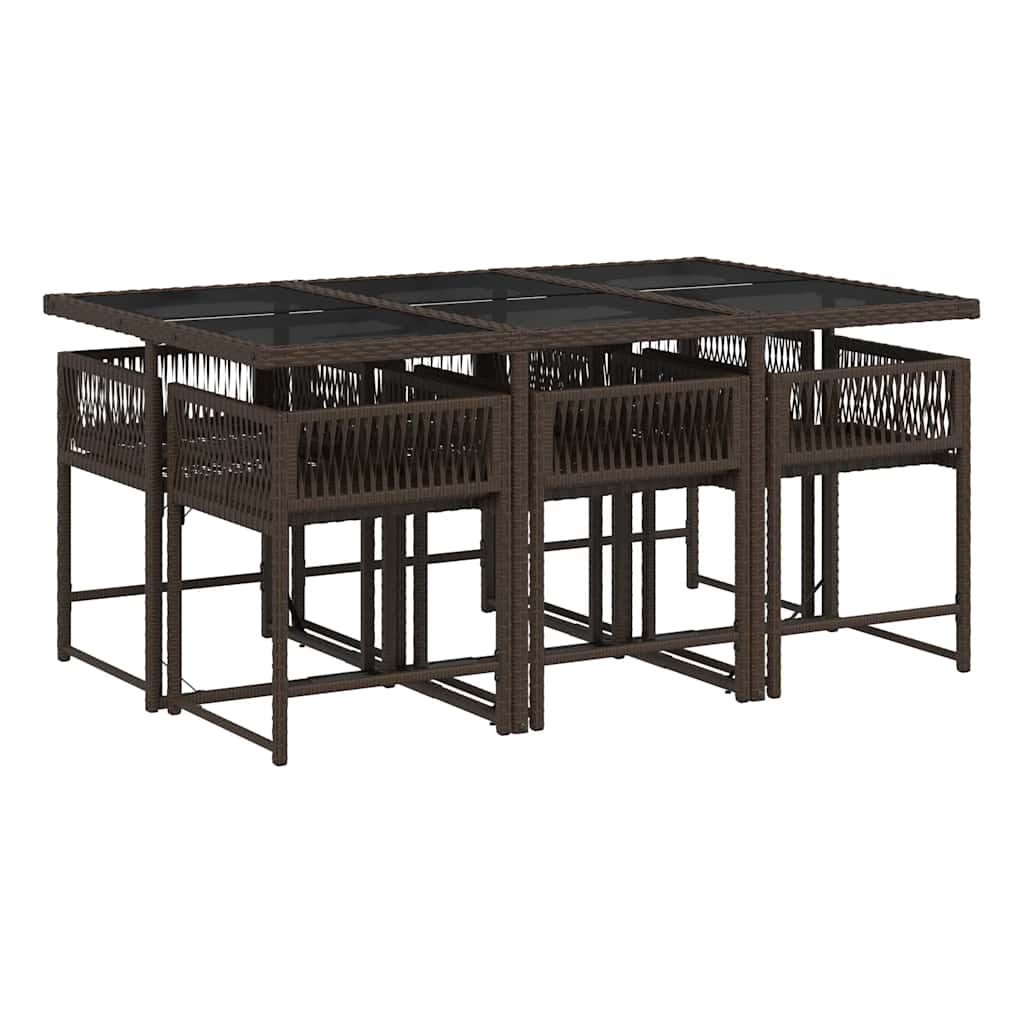 Set da Pranzo da Giardino 7pz con Cuscini in Polyrattan Marrone | homemem39