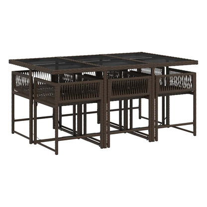 Set da Pranzo da Giardino 7pz con Cuscini in Polyrattan Marrone | homemem39