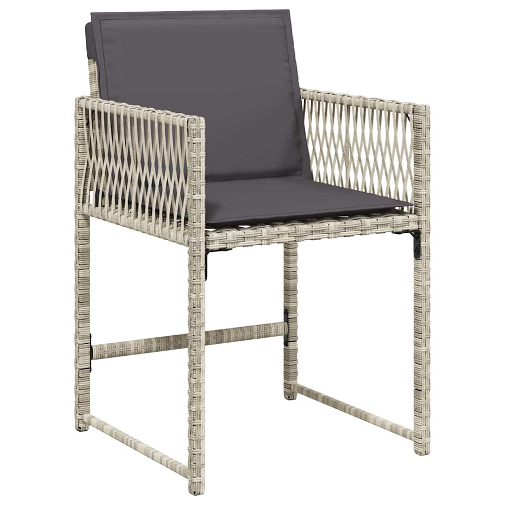 Set da Pranzo da Giardino 7 pz Cuscini Polyrattan Grigio Chiaro | homemem39