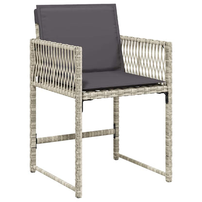 Set da Pranzo da Giardino 7 pz Cuscini Polyrattan Grigio Chiaro | homemem39