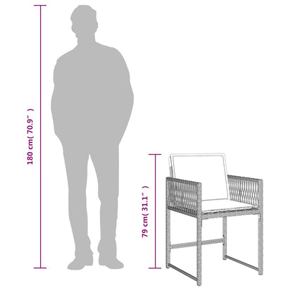 Set da Pranzo da Giardino 7 pz Cuscini Polyrattan Grigio Chiaro | homemem39