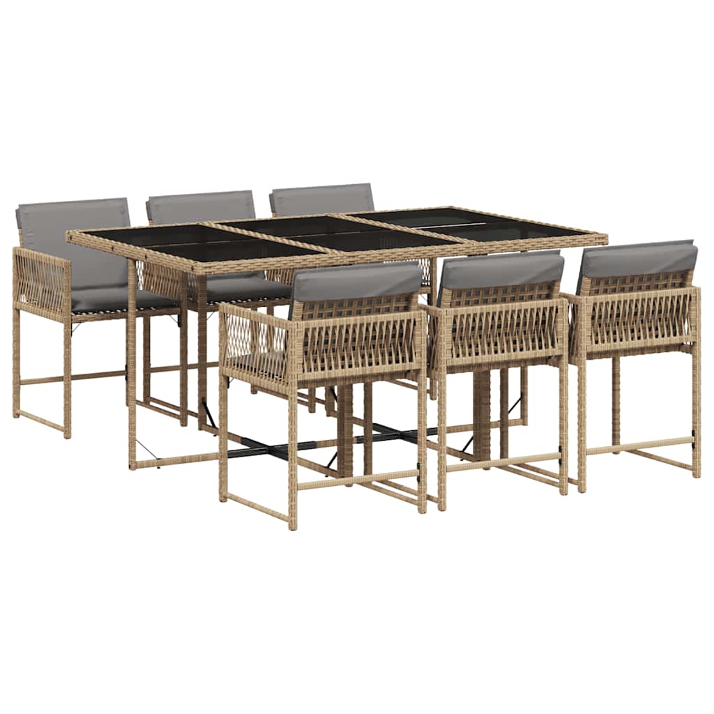 Set Pranzo da Giardino 7 pz con Cuscini Beige Misto Polyrattan | homemem39