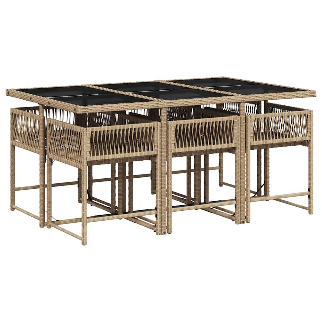Set Pranzo da Giardino 7 pz con Cuscini Beige Misto Polyrattan | homemem39