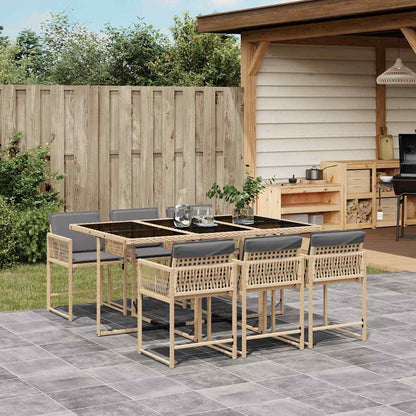 Set Pranzo da Giardino 7 pz con Cuscini Beige Misto Polyrattan | homemem39