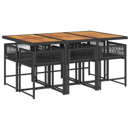 Set da Pranzo da Giardino 7 pz Nero con Cuscini in Polyrattan | homemem39