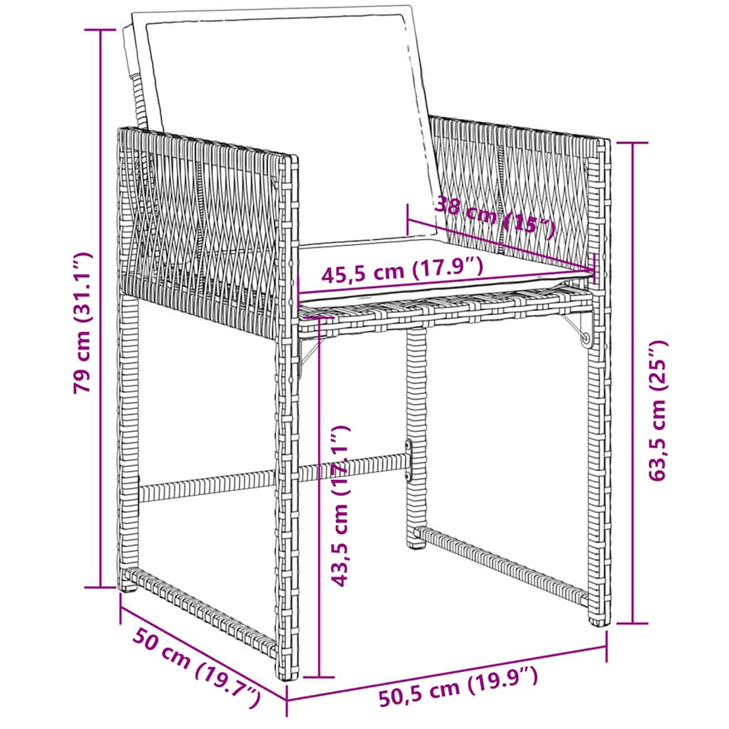 Set da Pranzo da Giardino 7 pz Nero con Cuscini in Polyrattan | homemem39