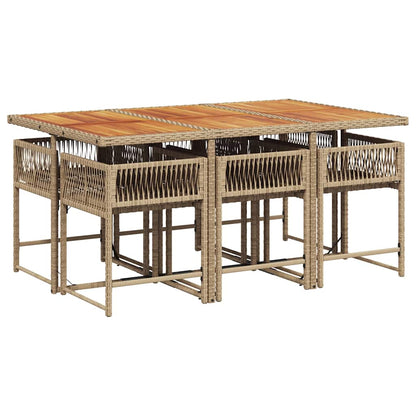 Set da Pranzo da Giardino 7 pz con Cuscini Beige in Polyrattan | homemem39