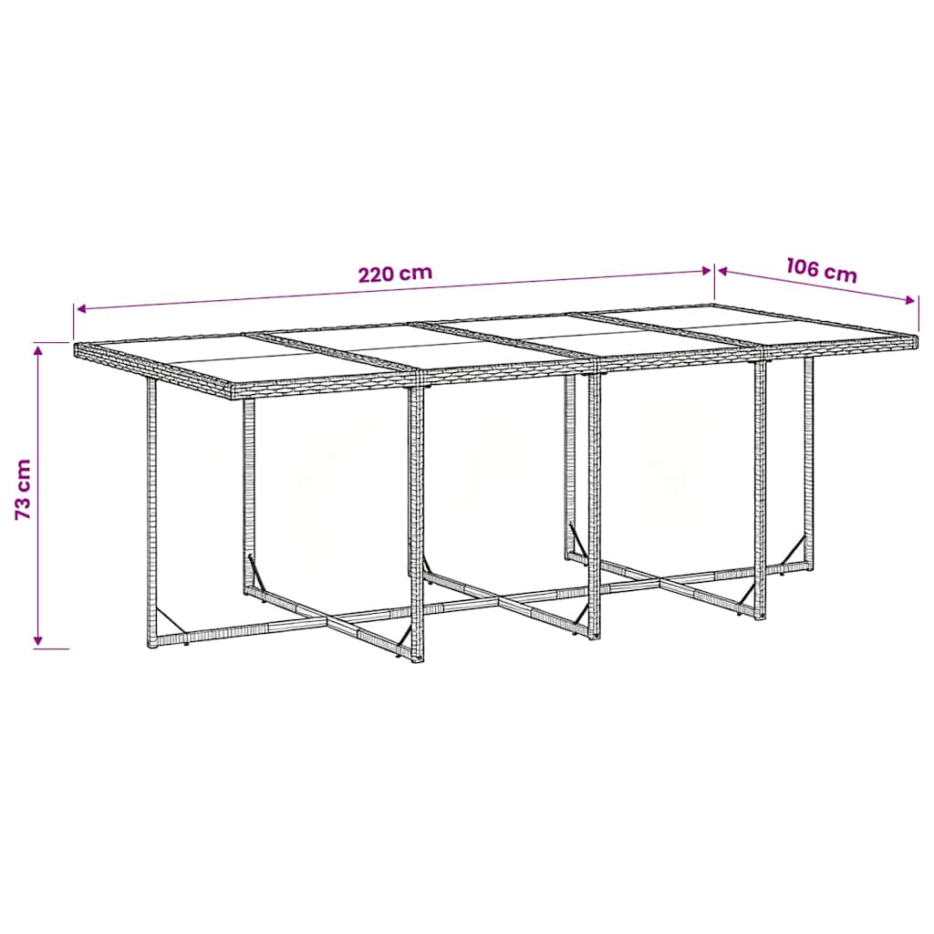 Set da Pranzo da Giardino 9 pz con Cuscini Nero in Polyrattan | homemem39