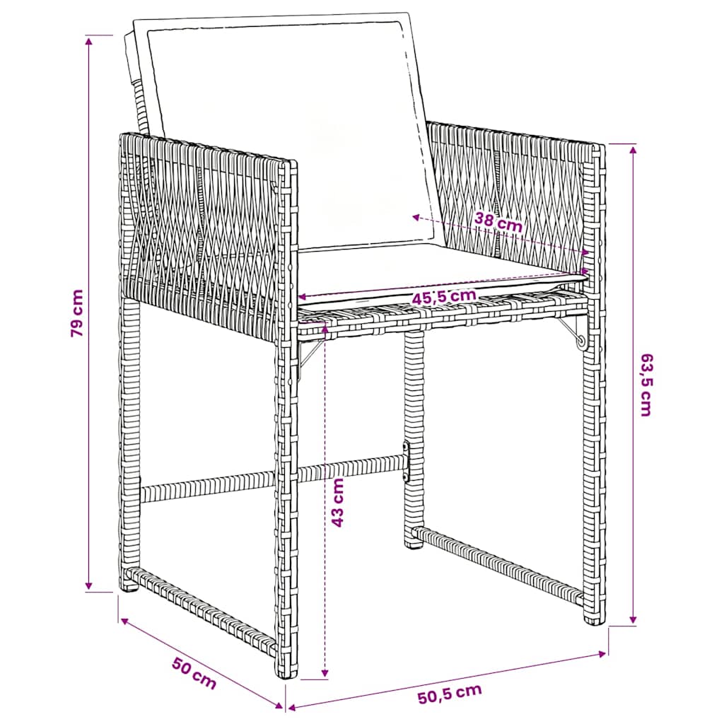 Set da Pranzo da Giardino 9 pz con Cuscini Nero in Polyrattan | homemem39
