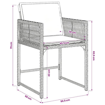 Set da Pranzo da Giardino 9 pz con Cuscini Nero in Polyrattan | homemem39