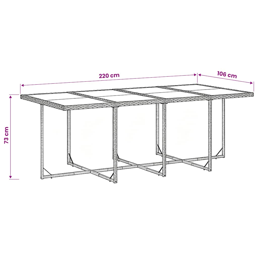 Set da Pranzo da Giardino 9 pz con Cuscini Nero in Polyrattan | homemem39