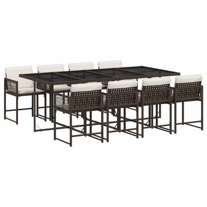Set da Pranzo da Giardino 9pz con Cuscini Marrone in Polyrattan | homemem39