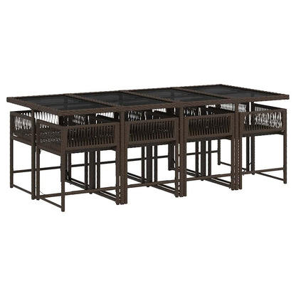Set da Pranzo da Giardino 9pz con Cuscini Marrone in Polyrattan | homemem39