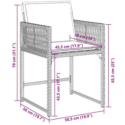 Set da Pranzo da Giardino 9 pz con Cuscini Nero in Polyrattan | homemem39