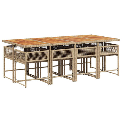 Set da Pranzo da Giardino 9 pz con Cuscini Beige in Polyrattan | homemem39