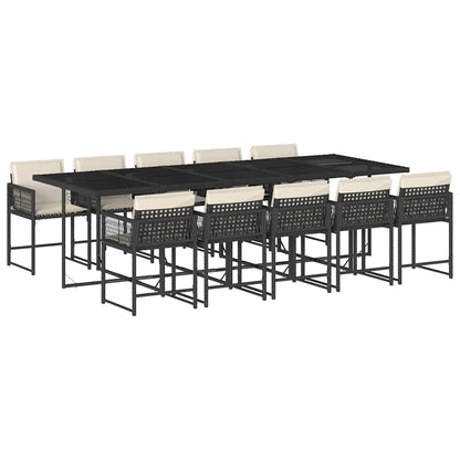 Set da Pranzo da Giardino 11 pz con Cuscini in Polyrattan Nero | homemem39