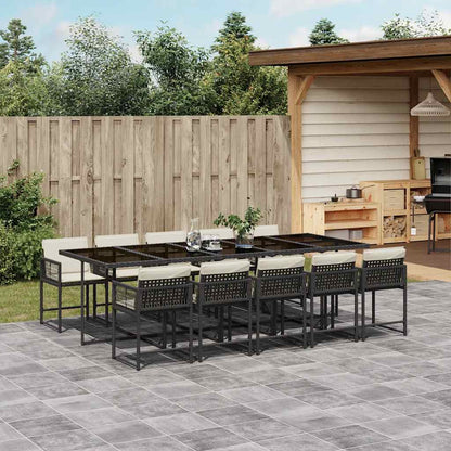 Set da Pranzo da Giardino 11 pz con Cuscini in Polyrattan Nero | homemem39