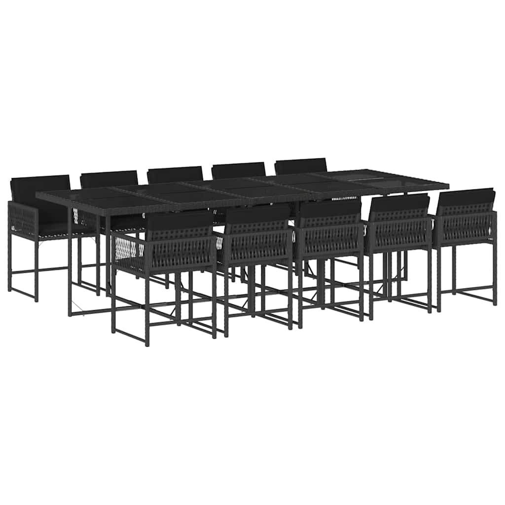 Set da Pranzo da Giardino 11 pz con Cuscini in Polyrattan Nero | homemem39