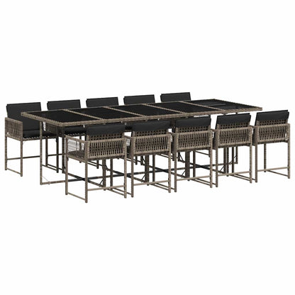 Set da Pranzo da Giardino 11pz con Cuscini in Polyrattan Grigio | homemem39
