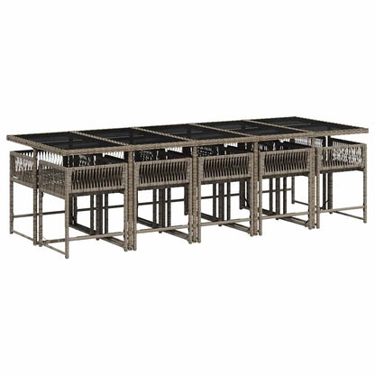 Set da Pranzo da Giardino 11pz con Cuscini in Polyrattan Grigio | homemem39