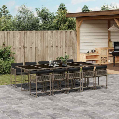 Set da Pranzo da Giardino 11pz con Cuscini in Polyrattan Grigio | homemem39