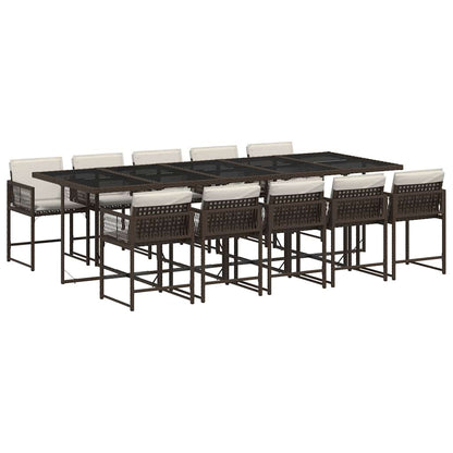Set da Pranzo da Giardino 11 pz con Cuscini Polyrattan Marrone | homemem39