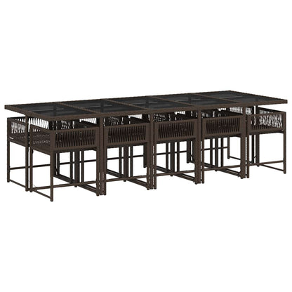 Set da Pranzo da Giardino 11 pz con Cuscini Polyrattan Marrone | homemem39