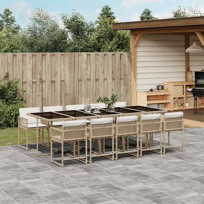Set da Pranzo da Giardino 11 pz con Cuscini Beige in Polyrattan | homemem39