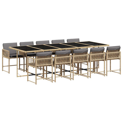 Set Pranzo da Giardino 11 pz con Cuscini Beige Misto Polyrattan | homemem39