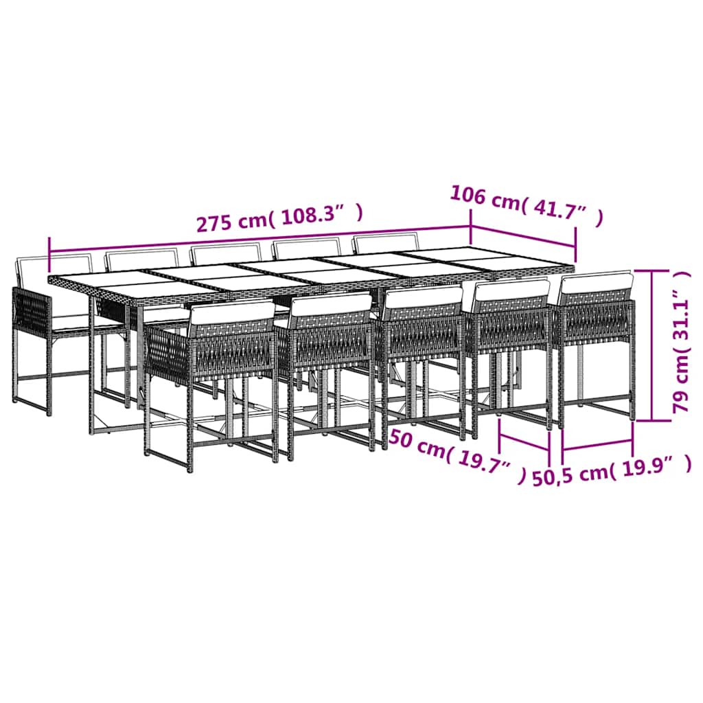 Set Pranzo da Giardino 11 pz con Cuscini Beige Misto Polyrattan | homemem39