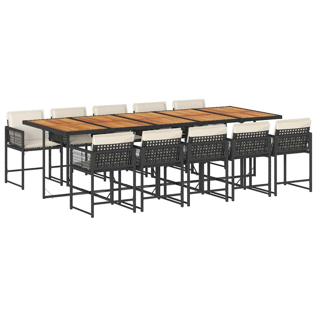 Set da Pranzo da Giardino 11 pz con Cuscini in Polyrattan Nero | homemem39