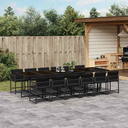 Set da Pranzo da Giardino 13pz con Cuscini Nero in Polyrattan | homemem39