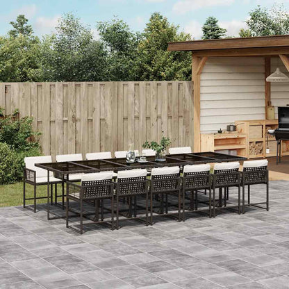Set da Pranzo da Giardino 13pz con Cuscini Marrone Polyrattan | homemem39