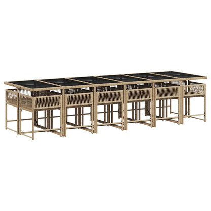 Set da Pranzo da Giardino 13 pz con Cuscini Beige in Polyrattan | homemem39