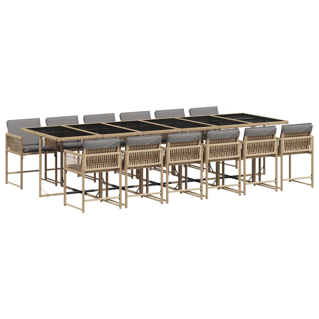 Set Pranzo da Giardino 13 pz con Cuscini Beige Misto Polyrattan | homemem39