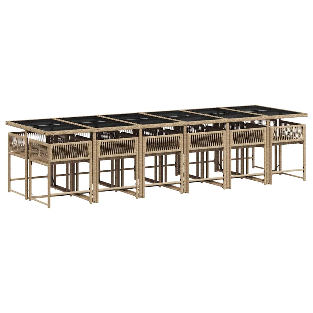 Set Pranzo da Giardino 13 pz con Cuscini Beige Misto Polyrattan | homemem39