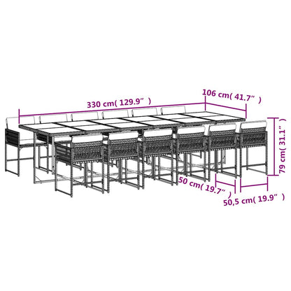 Set Pranzo da Giardino 13 pz con Cuscini Beige Misto Polyrattan | homemem39