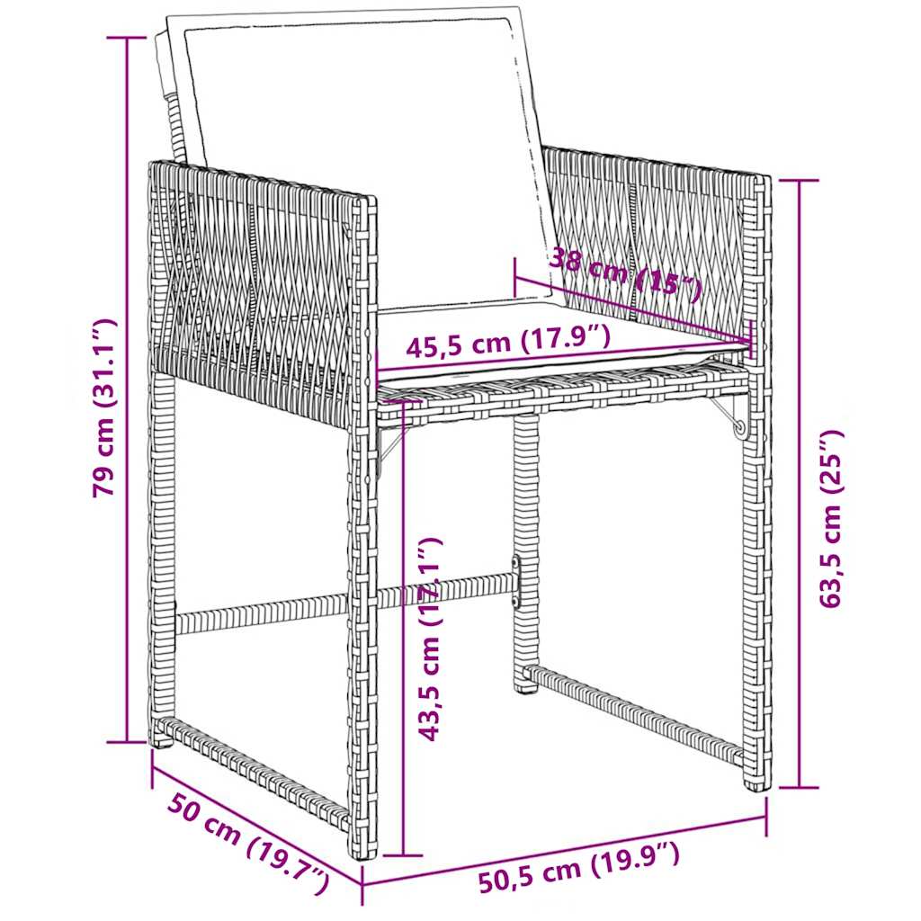 Set da Pranzo da Giardino 13pz con Cuscini Grigio in Polyrattan