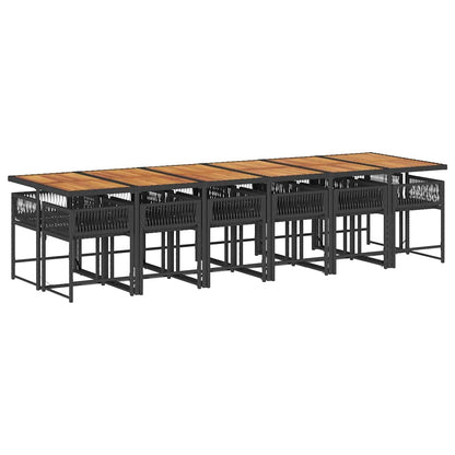 Set da Pranzo da Giardino 13pz con Cuscini Nero in Polyrattan | homemem39