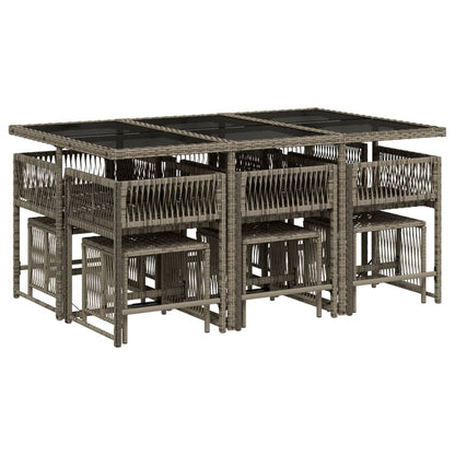 Set da Pranzo da Giardino 11pz con Cuscini in Polyrattan Grigio - homemem39