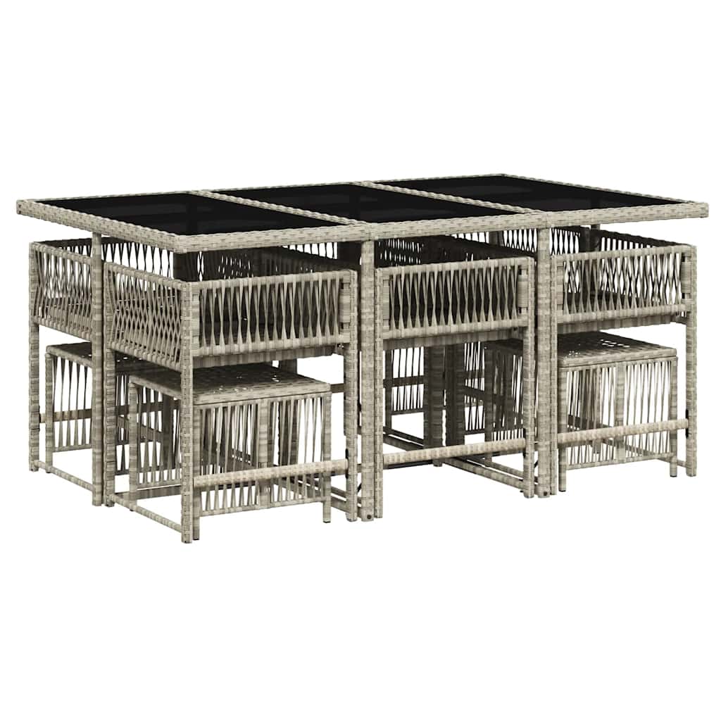 Set Pranzo Giardino 11pz con Cuscini Grigio Chiaro Polyrattan | homemem39