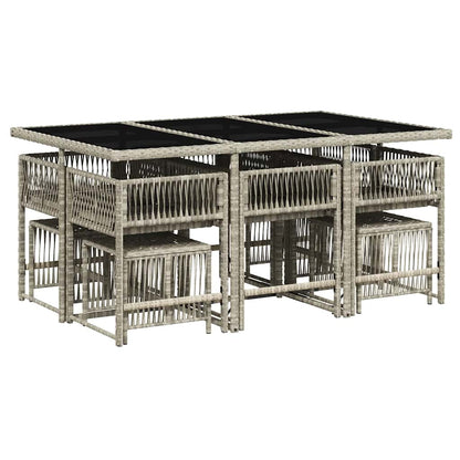 Set Pranzo Giardino 11pz con Cuscini Grigio Chiaro Polyrattan | homemem39