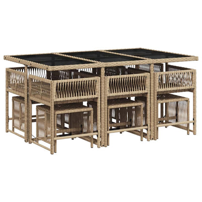 Set Pranzo da Giardino 11 pz con Cuscini Beige Misto Polyrattan | homemem39