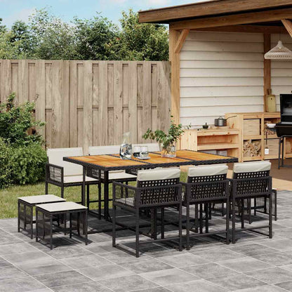 Set da Pranzo da Giardino 11 pz con Cuscini in Polyrattan Nero | homemem39
