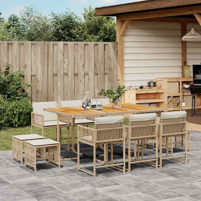 Set da Pranzo da Giardino 11 pz con Cuscini Beige in Polyrattan | homemem39
