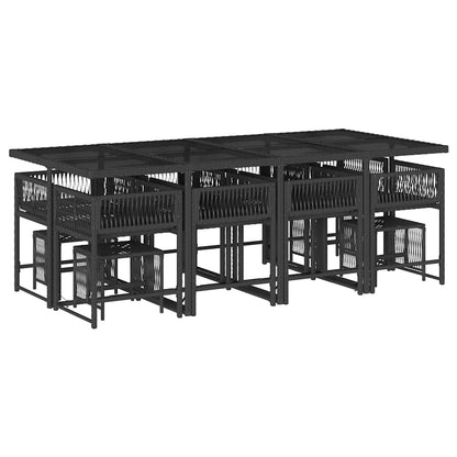 Set da Pranzo da Giardino 13pz con Cuscini Nero in Polyrattan | homemem39