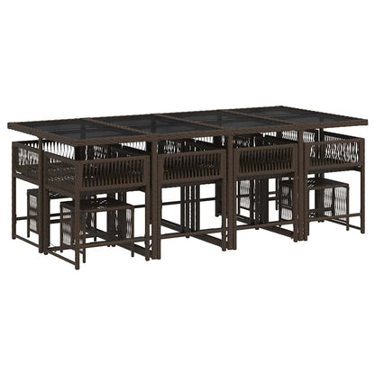 Set da Pranzo da Giardino 13pz con Cuscini Marrone Polyrattan | homemem39
