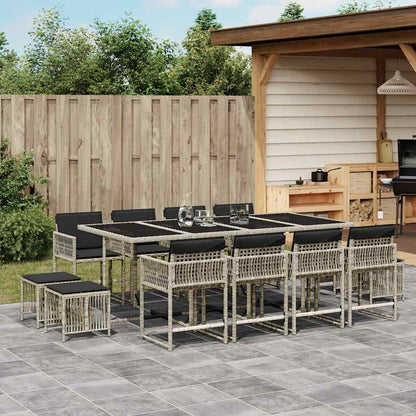 Set da Pranzo da Giardino 13pz con Cuscini Grigio in Polyrattan | homemem39