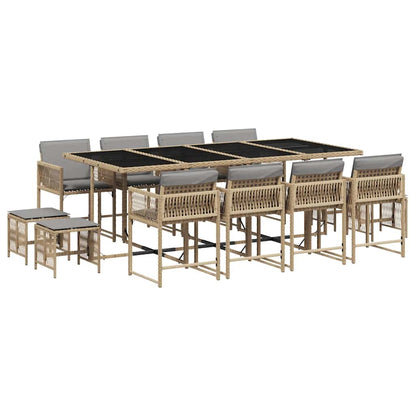 Set Pranzo da Giardino 13 pz con Cuscini Beige Misto Polyrattan | homemem39